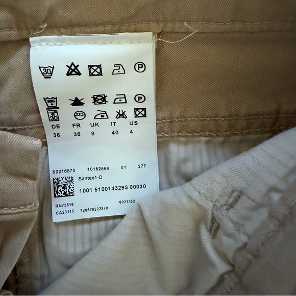 Boss Orange Slim Fit Khaki Pants Women's 4 Beige Zipper Pocket Moto Style - Picture 9 of 9